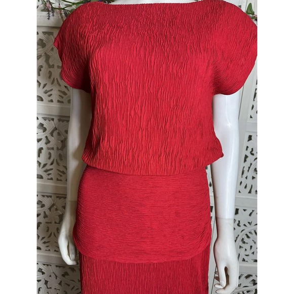 Vintage Roberta California Women’s Red Plisse Formal Dress Size 10 - Picture 6 of 11